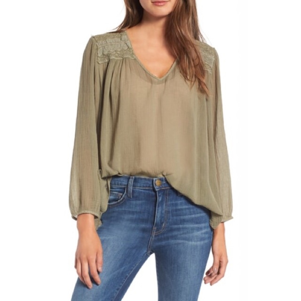 Current Elliot Olive Picnic Blouse